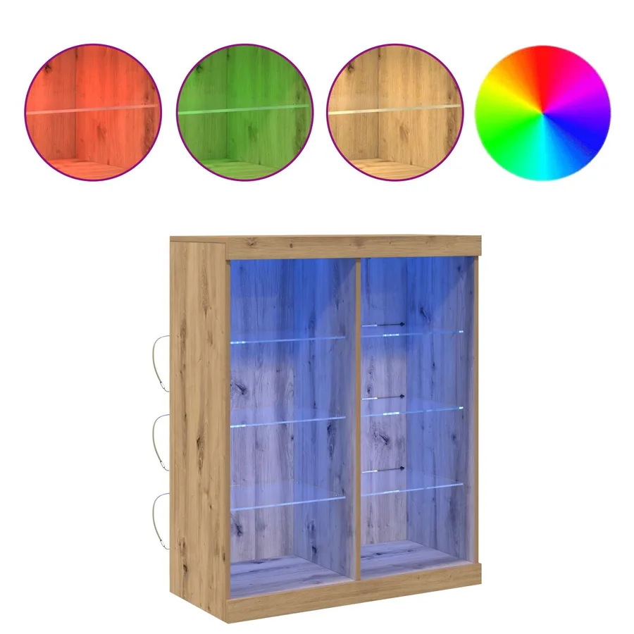 Buffet LED Chêne artisanal 81 x 37 x 100 cm Bois d'ingénierie - 4
