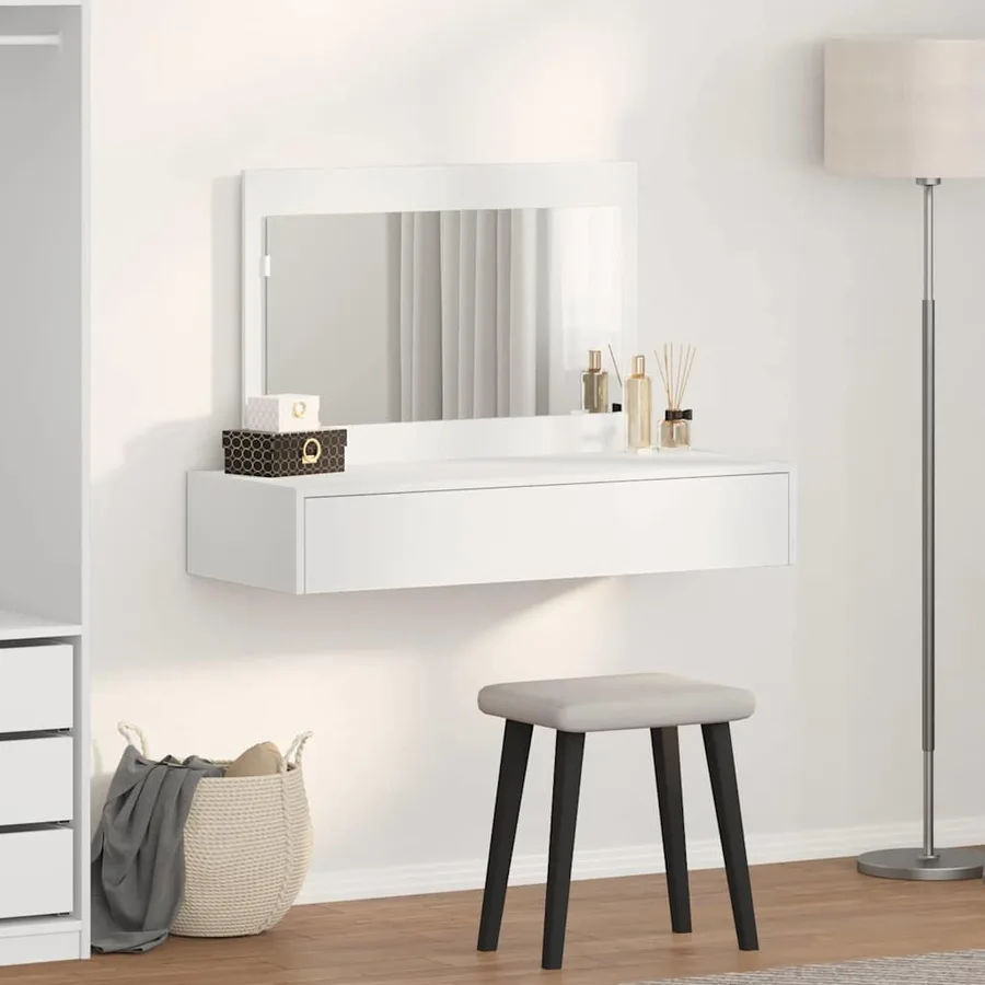 Table de Toilette Blanc 100 x 40 x 70 cm Bois d'ingénierie - 4
