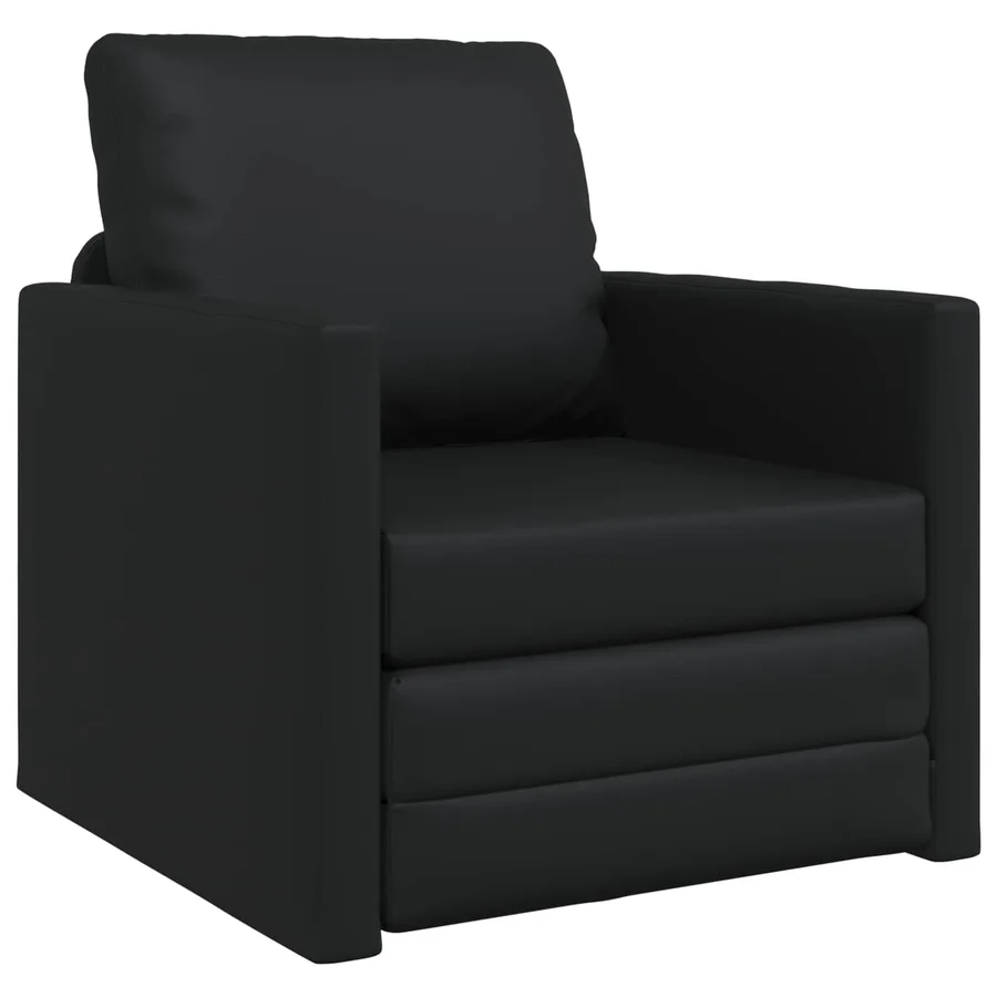 Canapé-Lit 60cm Noir Simili cuir - 2