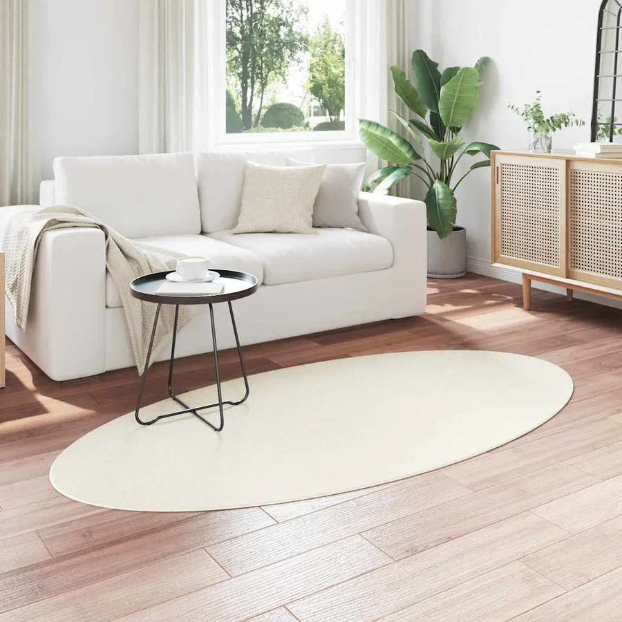 Tapis de surface ovale HUARTE Crème 100 x 200 cm 100% Polyester - 3