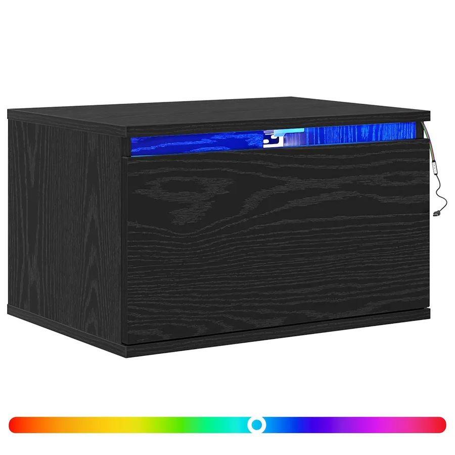 Cabinet de chevet mural avec tiroir Chêne noir 50 x 36 x 30 cm - 2