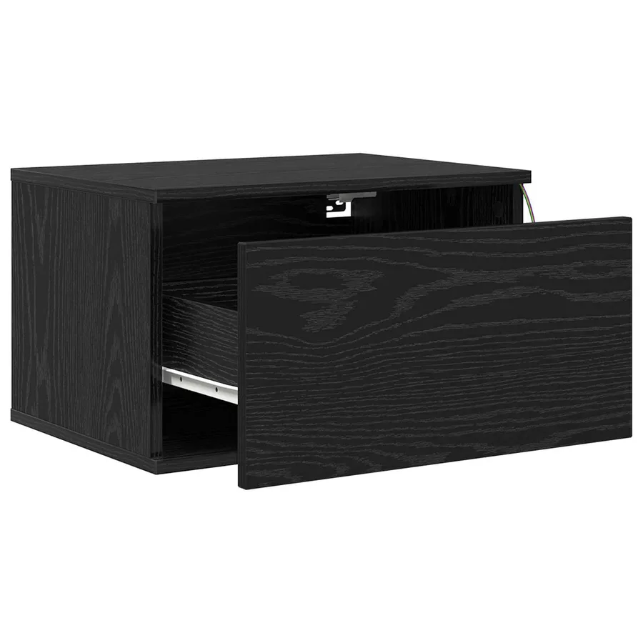 Cabinet de chevet mural avec tiroir Chêne noir 50 x 36 x 30 cm - 6