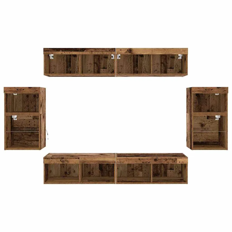 Ensemble meuble TV 8 pcs Bois ancien Bois d'ingénierie - 10