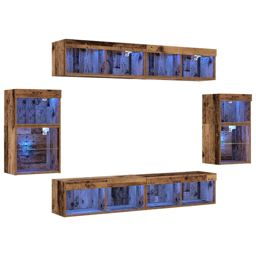 Ensemble meuble TV 8 pcs Bois ancien Bois d'ingénierie - 2