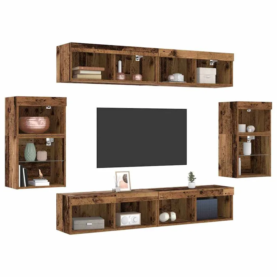 Ensemble meuble TV 8 pcs Bois ancien Bois d'ingénierie - 3