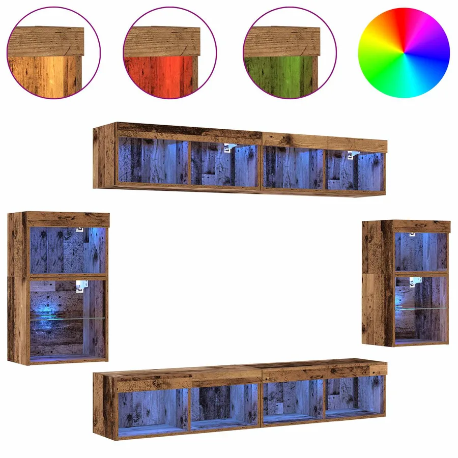 Ensemble meuble TV 8 pcs Bois ancien Bois d'ingénierie - 4