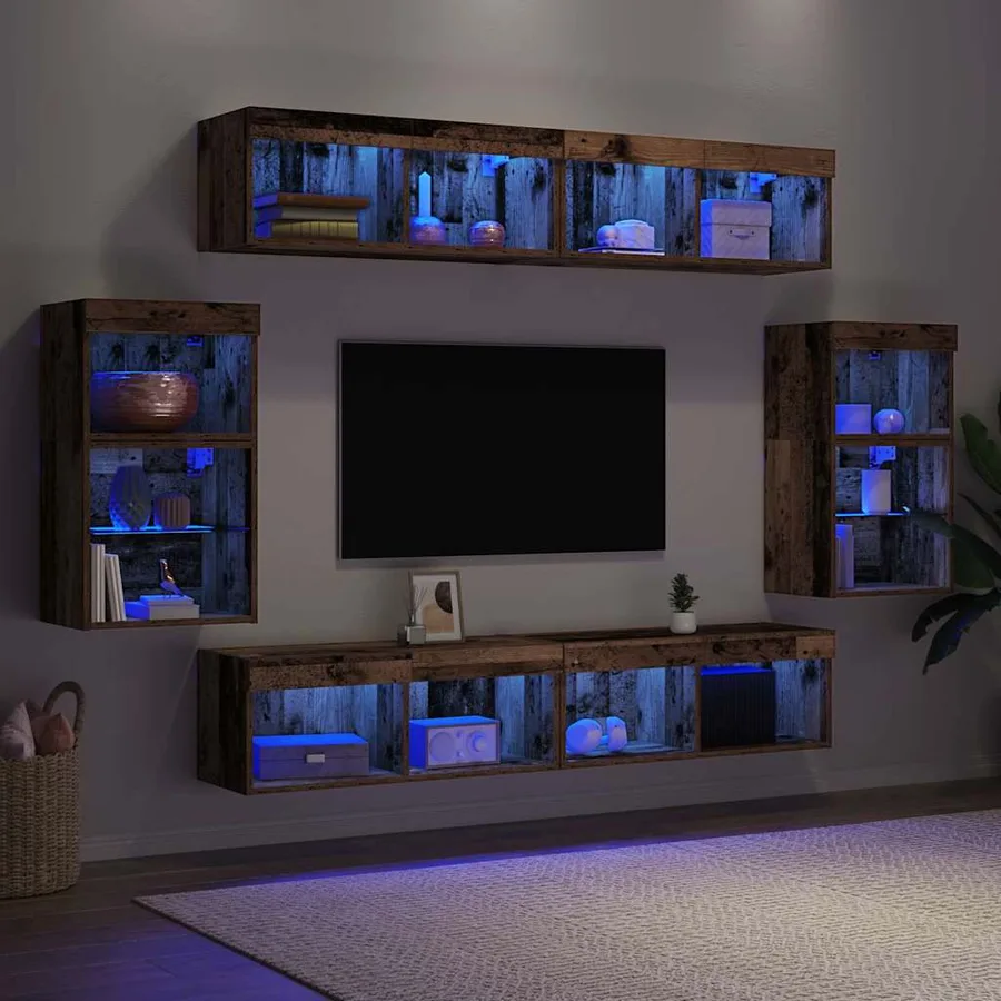 Ensemble meuble TV 8 pcs Bois ancien Bois d'ingénierie - 5