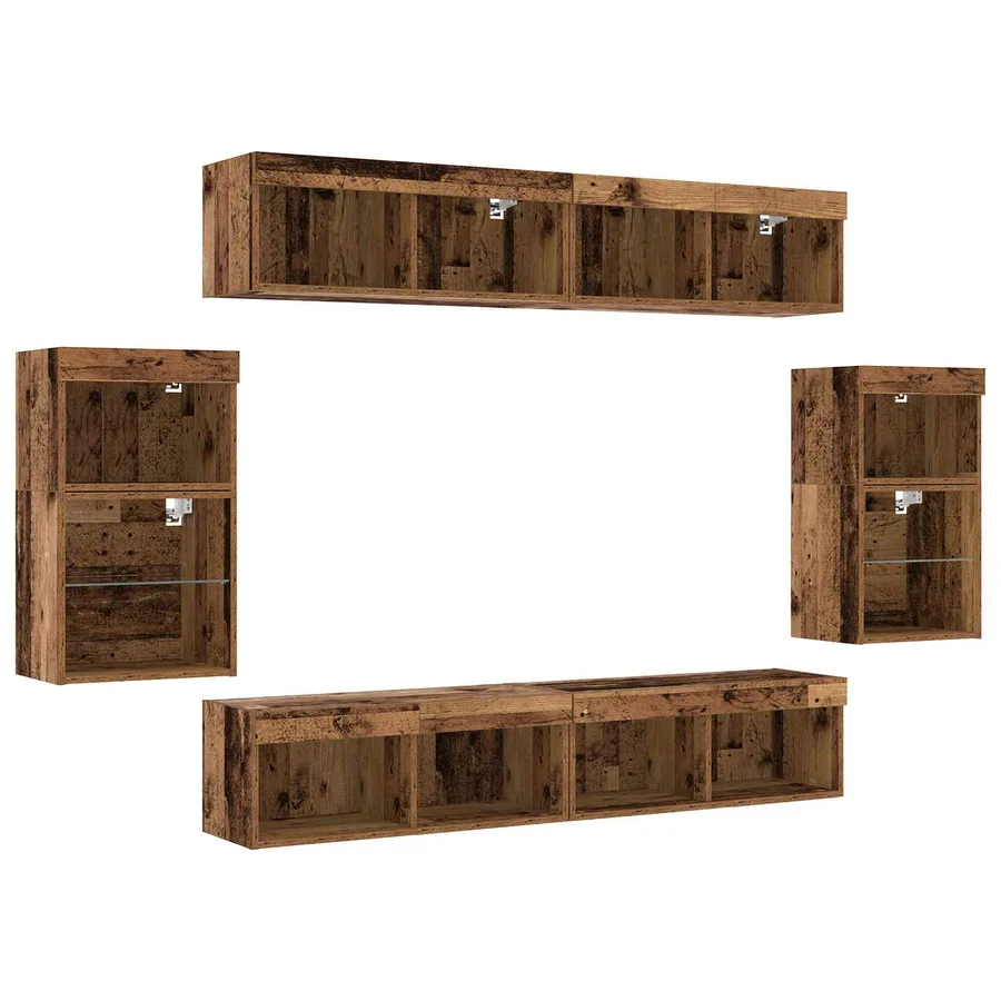 Ensemble meuble TV 8 pcs Bois ancien Bois d'ingénierie - 9