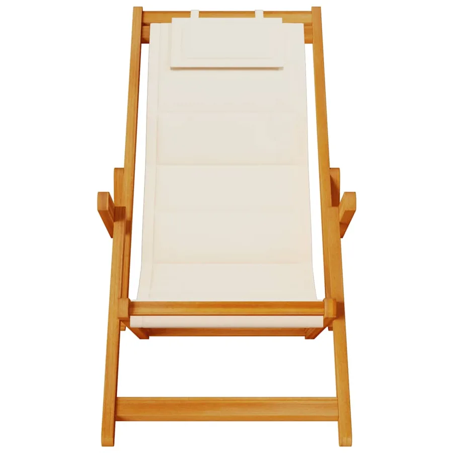 Chaise pliante avec accoudoirs en bois d'acacia crème et textilène - 5