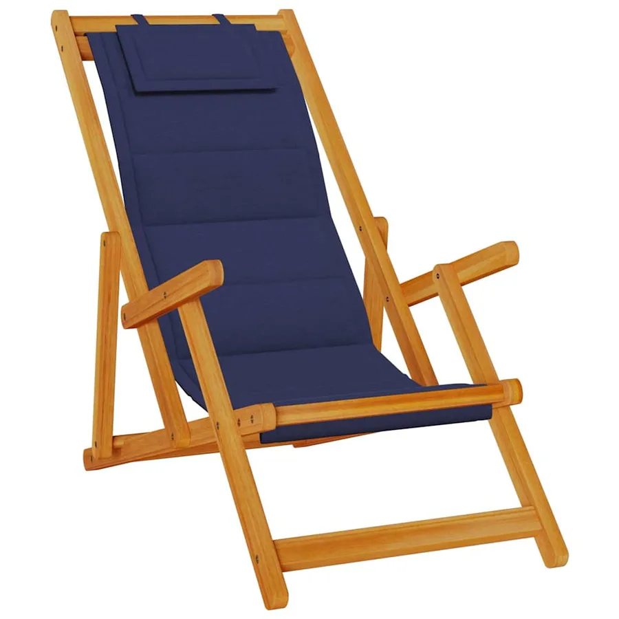 Chaise de plage avec coussin 2 pcs Marron Bois d'Acacia Massif - 4