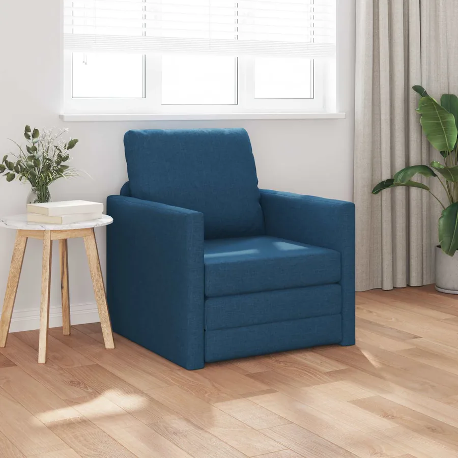 Canapé-Lit Bleu 74 x 77 x 81 cm tissu
