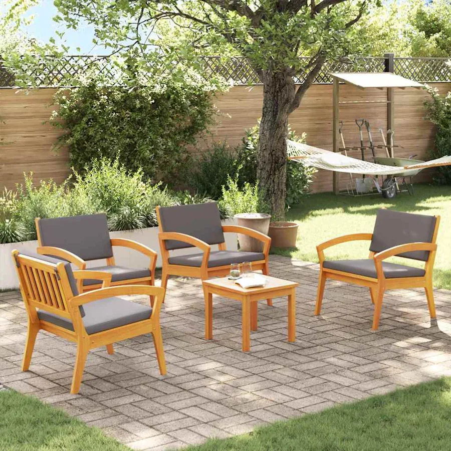 Ensemble bistrot avec coussin 5 pcs Marron Polyester