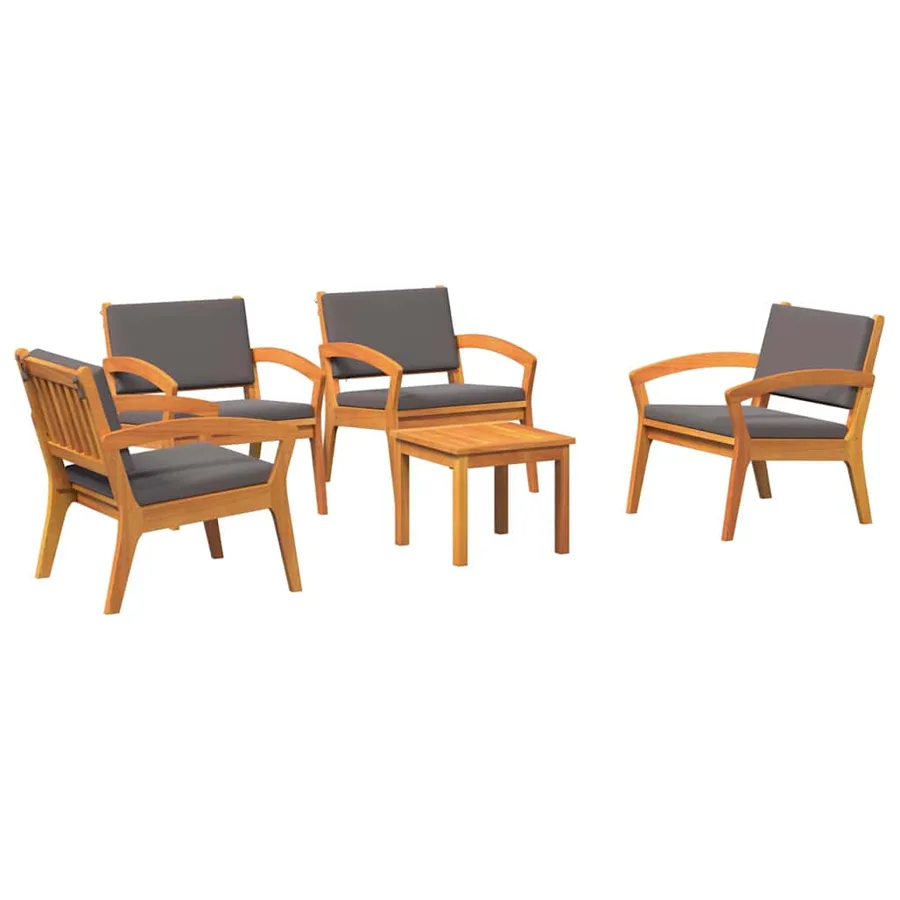 Ensemble bistrot avec coussin 5 pcs Marron Polyester - 2