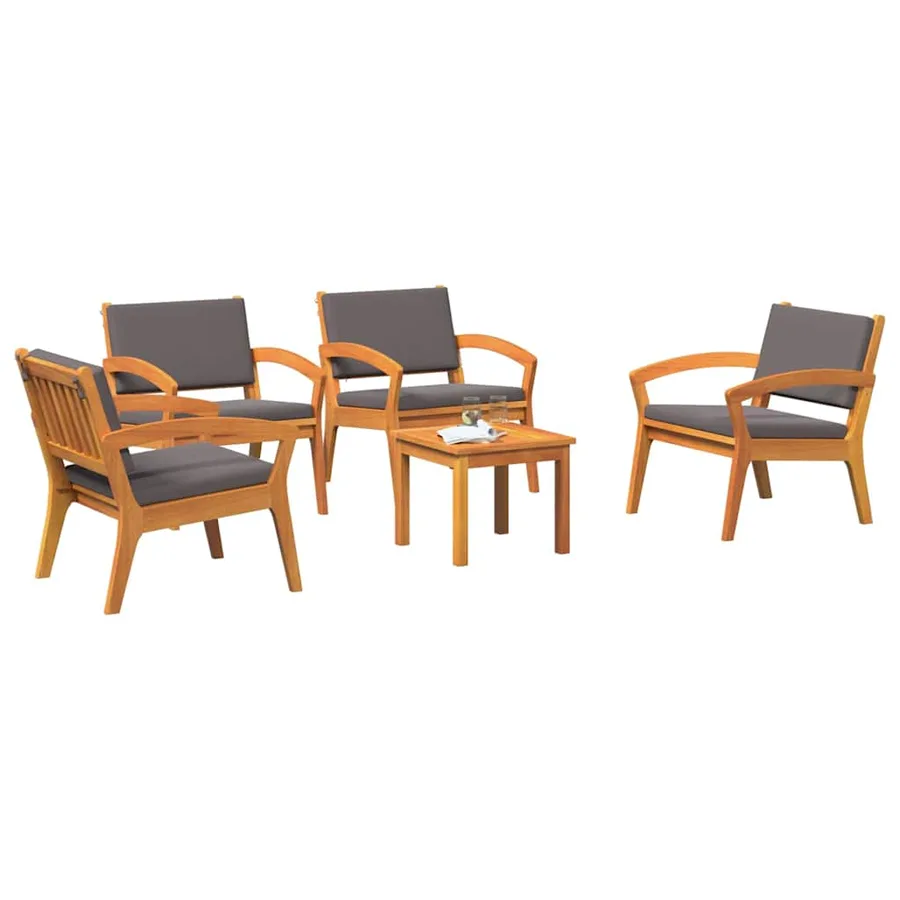 Ensemble bistrot avec coussin 5 pcs Marron Polyester - 3