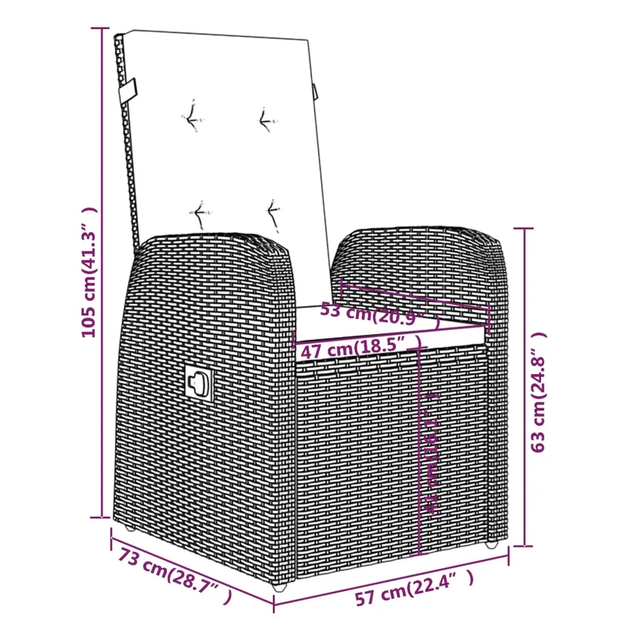 Ensemble à manger de jardin avec coussins 9 pcs Gris - 12