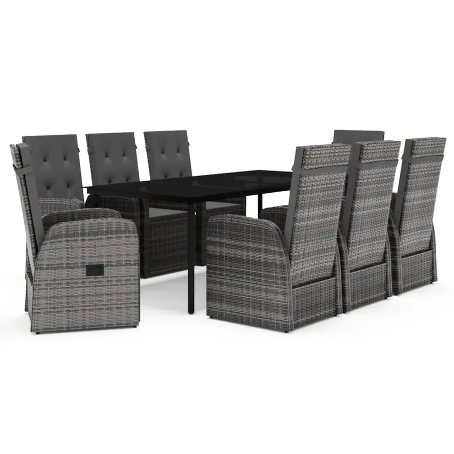 Ensemble à manger de jardin avec coussins 9 pcs Gris - 2