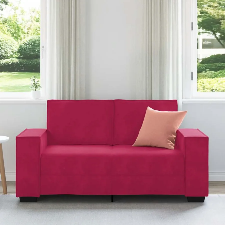Canapé à 2 places Rouge bordeaux 160x78x84 cm Velours - 3