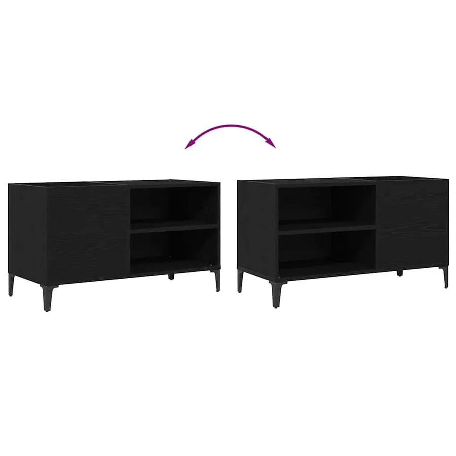 Meuble à vinyles Chêne noir 84,5 x 38 x 48 cm Bois d'ingénierie - 9
