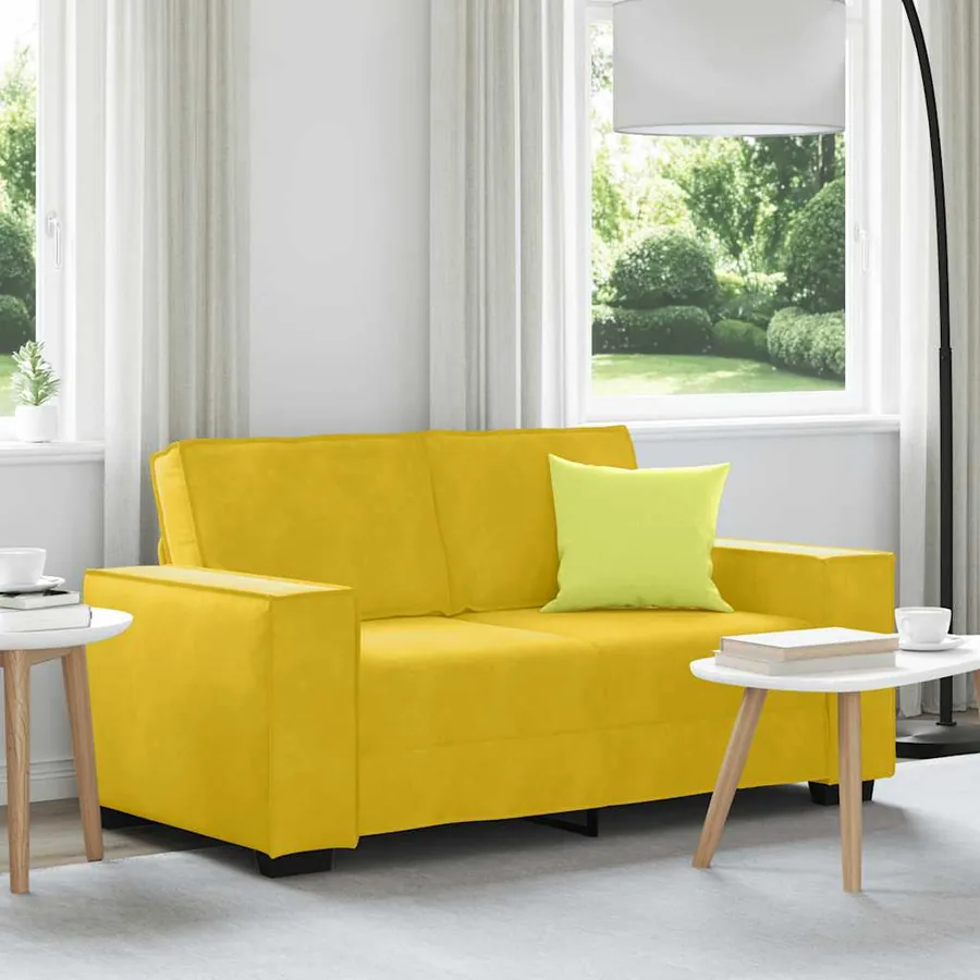 Canapé à 2 places Jaune 160x78x84 cm Velours