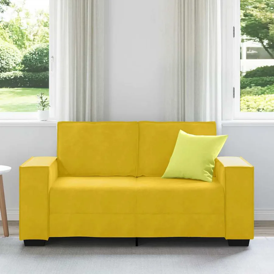 Canapé à 2 places Jaune 160x78x84 cm Velours - 3