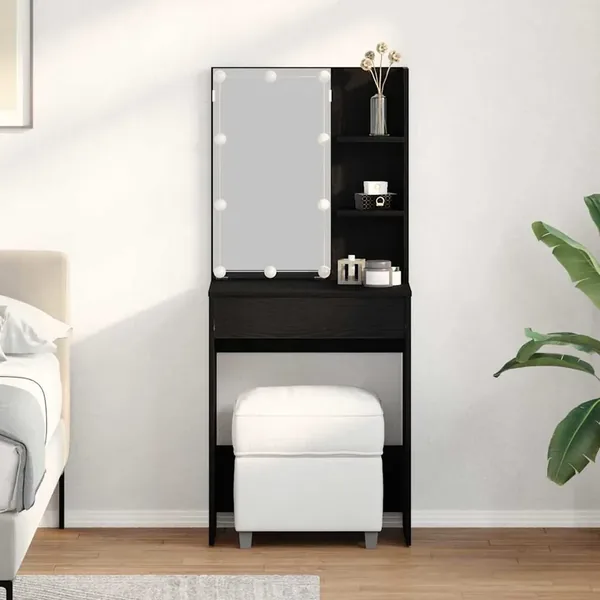 Table de Toilette Chêne noir 60 x 40 x 140 cm Bois d'ingénierie