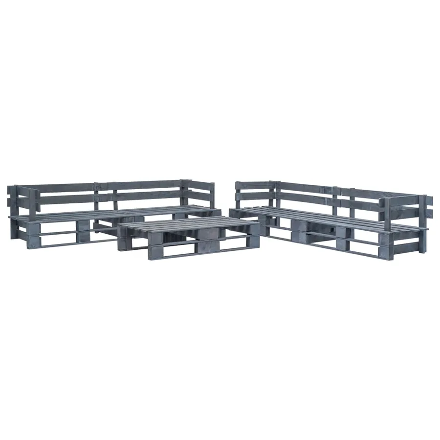 Salon palette de jardin 6 pcs avec coussins sable bois - 3