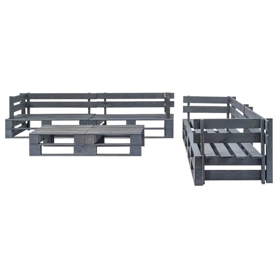 Salon palette de jardin 6 pcs avec coussins sable bois - 4