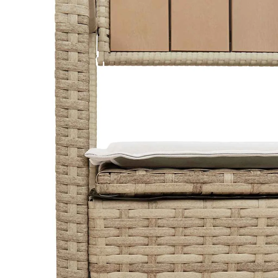 Banc de rangement de jardin avec coussin beige résine tressée - 8