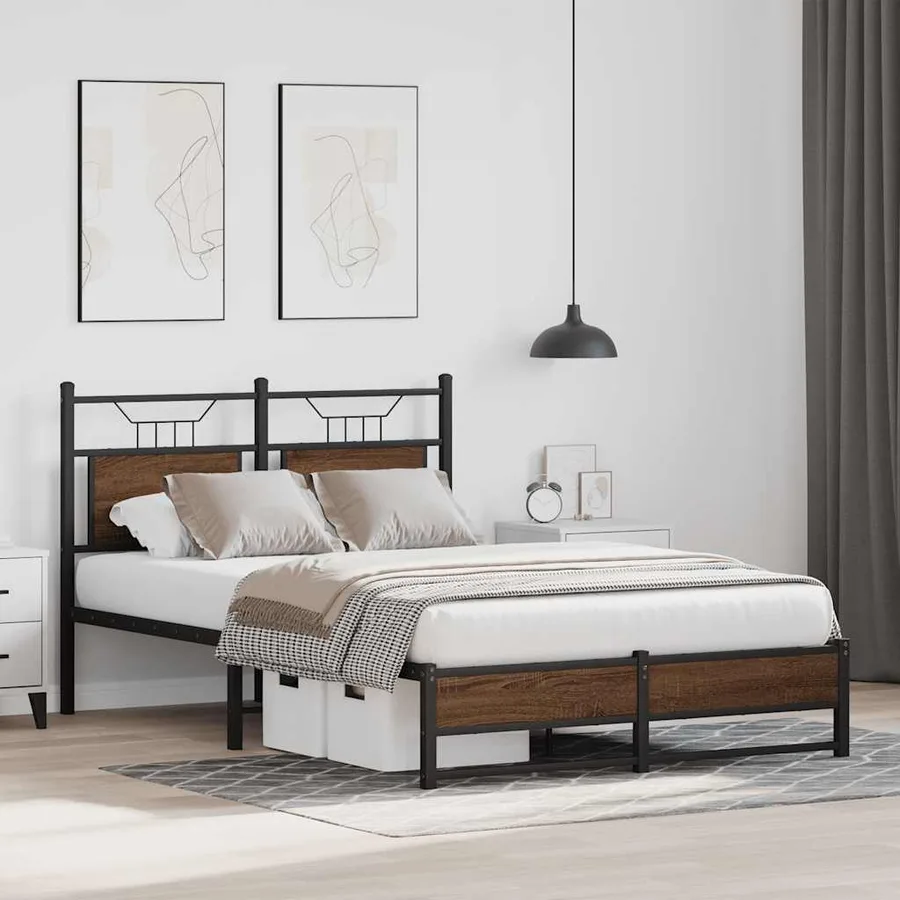 Cadre de lit sans matelas chêne marron 120x190 cm - 4