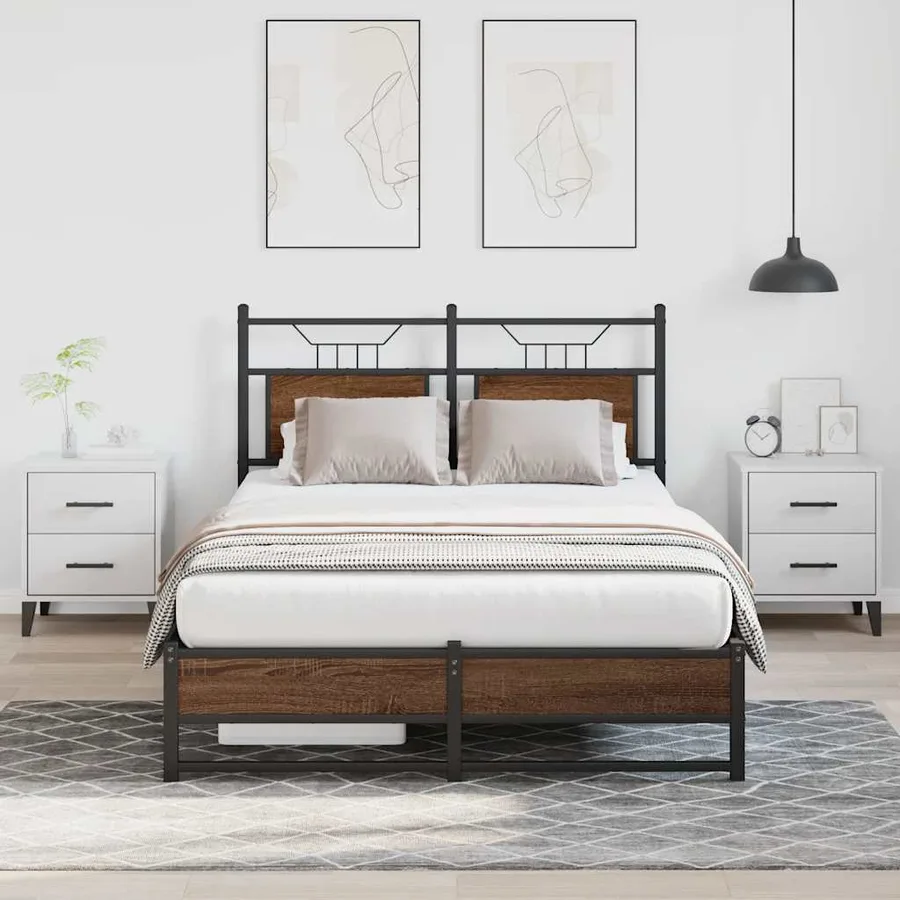 Cadre de lit sans matelas chêne marron 120x190 cm - 5