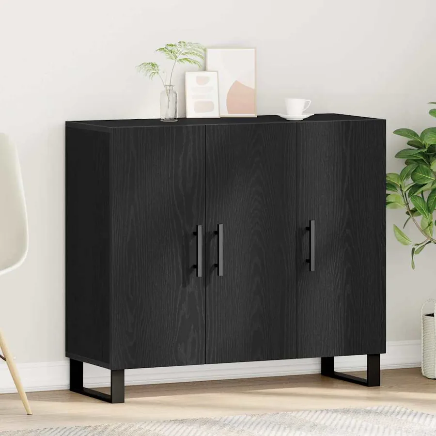 Buffet Chêne noir 90 x 34 x 80 cm Bois d'ingénierie