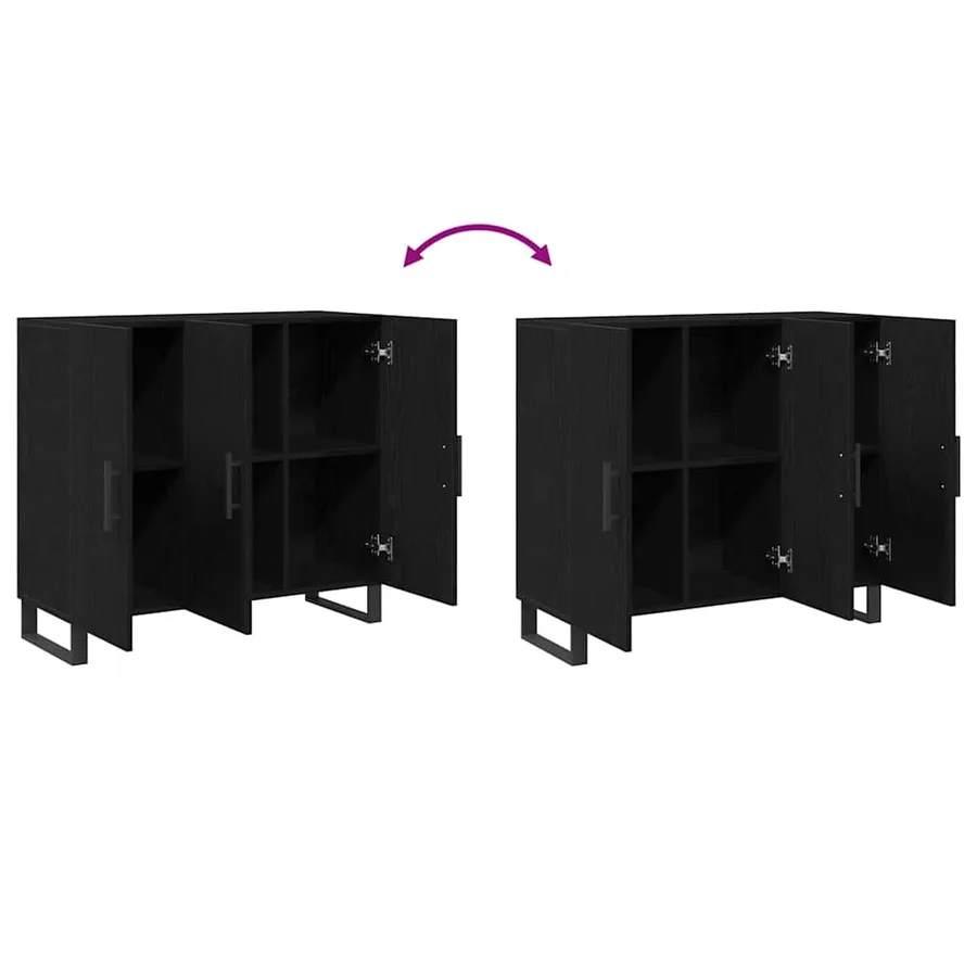 Buffet Chêne noir 90 x 34 x 80 cm Bois d'ingénierie - 11