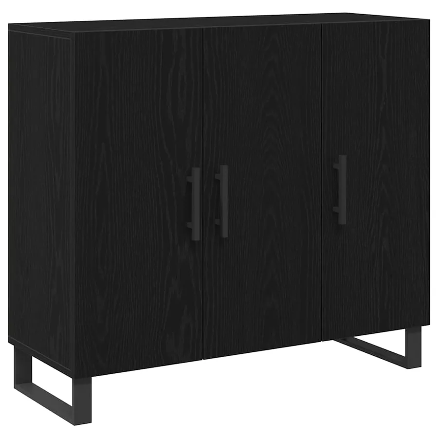 Buffet Chêne noir 90 x 34 x 80 cm Bois d'ingénierie - 2