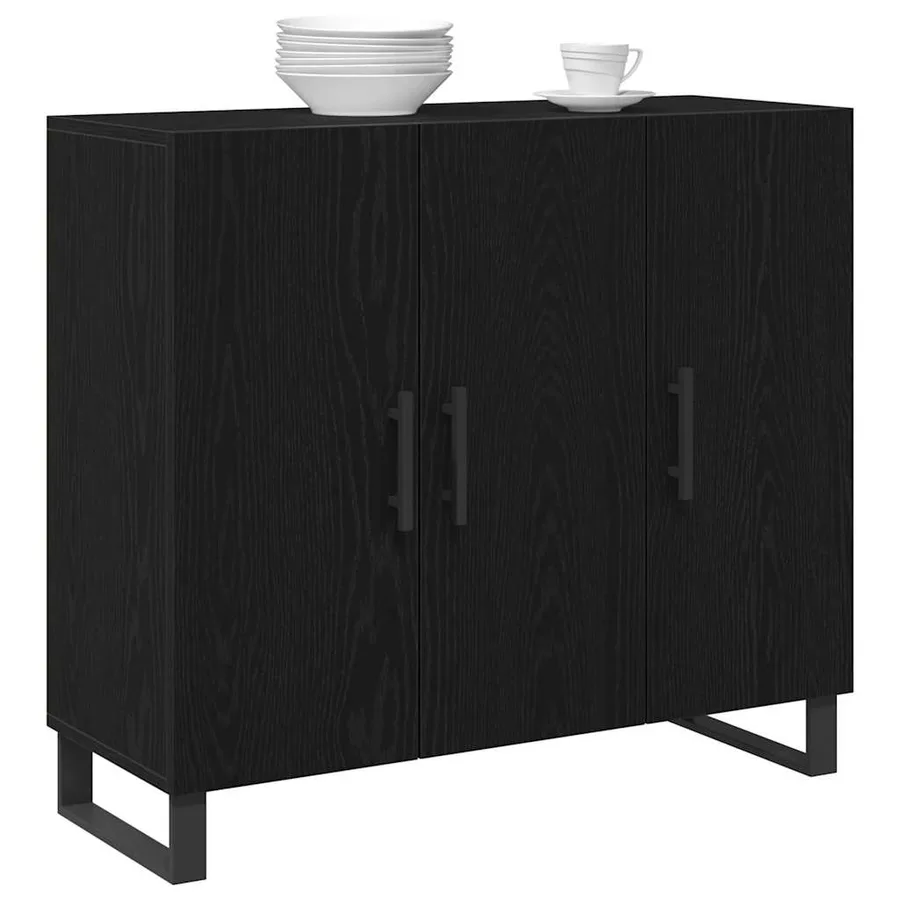 Buffet Chêne noir 90 x 34 x 80 cm Bois d'ingénierie - 3
