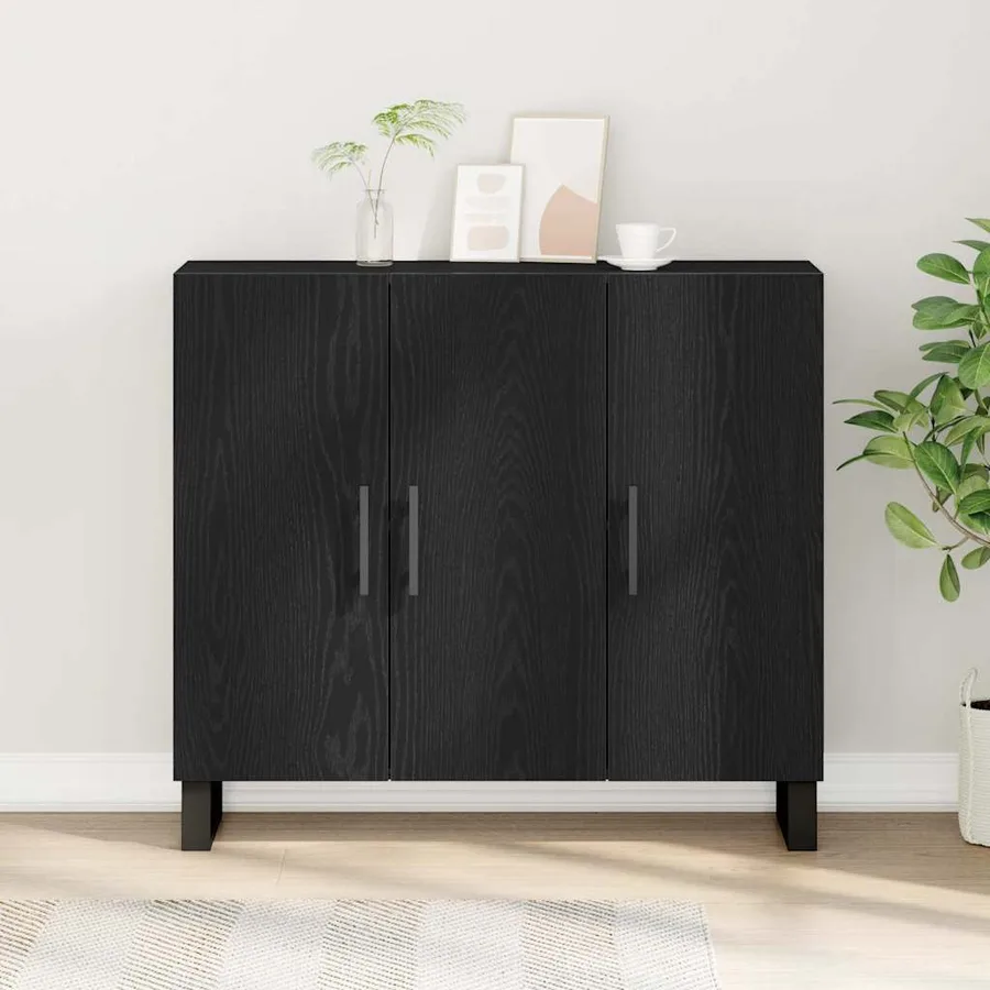 Buffet Chêne noir 90 x 34 x 80 cm Bois d'ingénierie - 4