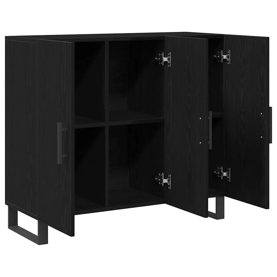 Buffet Chêne noir 90 x 34 x 80 cm Bois d'ingénierie - 5