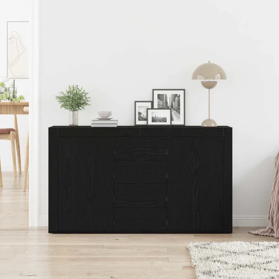 Buffet Chêne noir 120 x 36 x 69 cm Bois d'ingénierie - 4