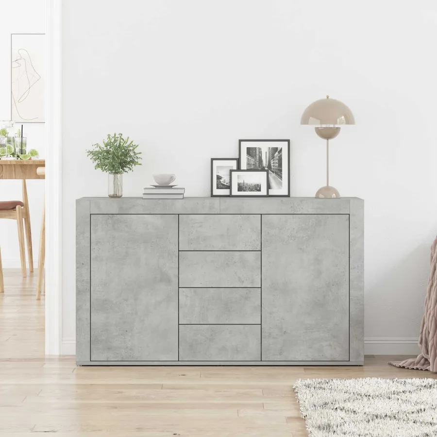 Buffet Gris béton 120 x 36 x 69 cm Bois d'ingénierie - 4
