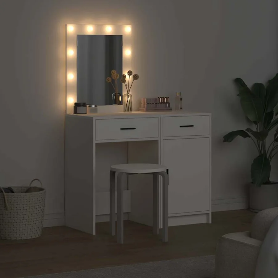 Table de Toilette avec tiroir 2 pcs Blanc 50 x 41 x 135 cm - 4