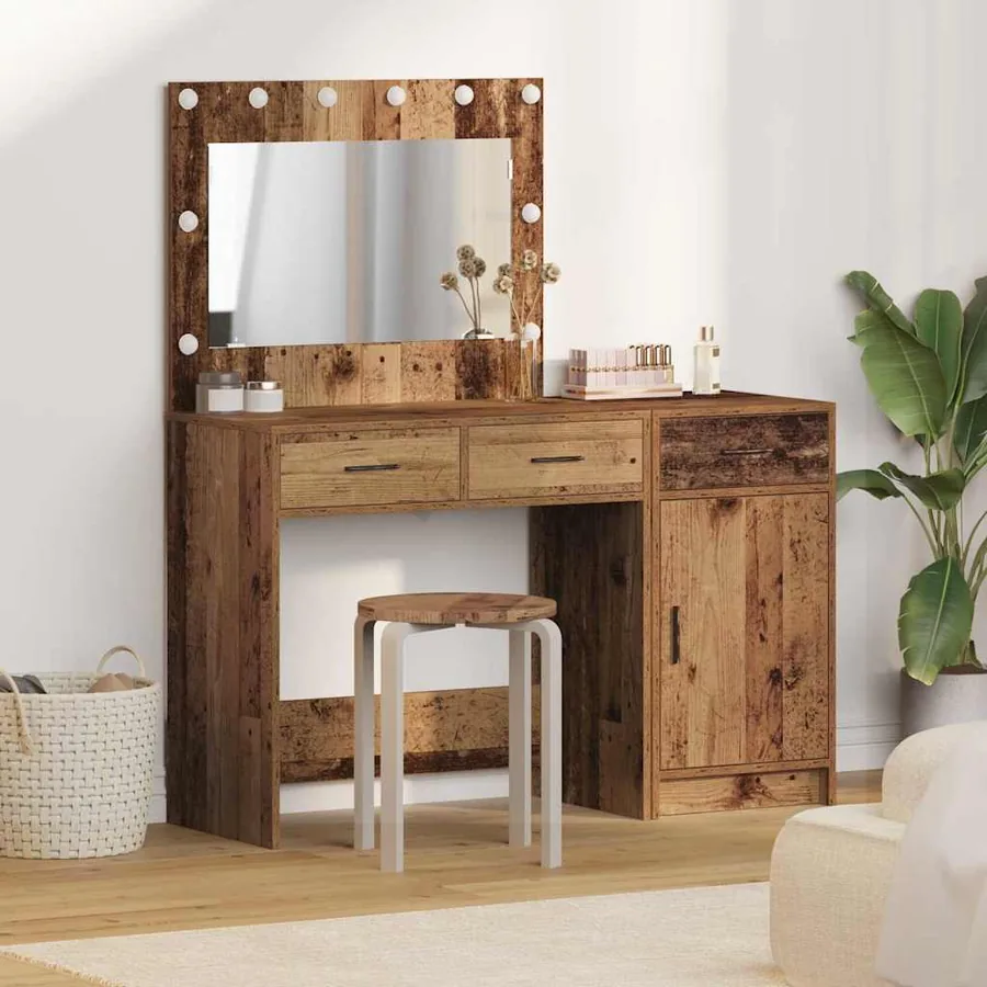 Table de Toilette avec tiroir 2 pcs Marron Bois d'ingénierie