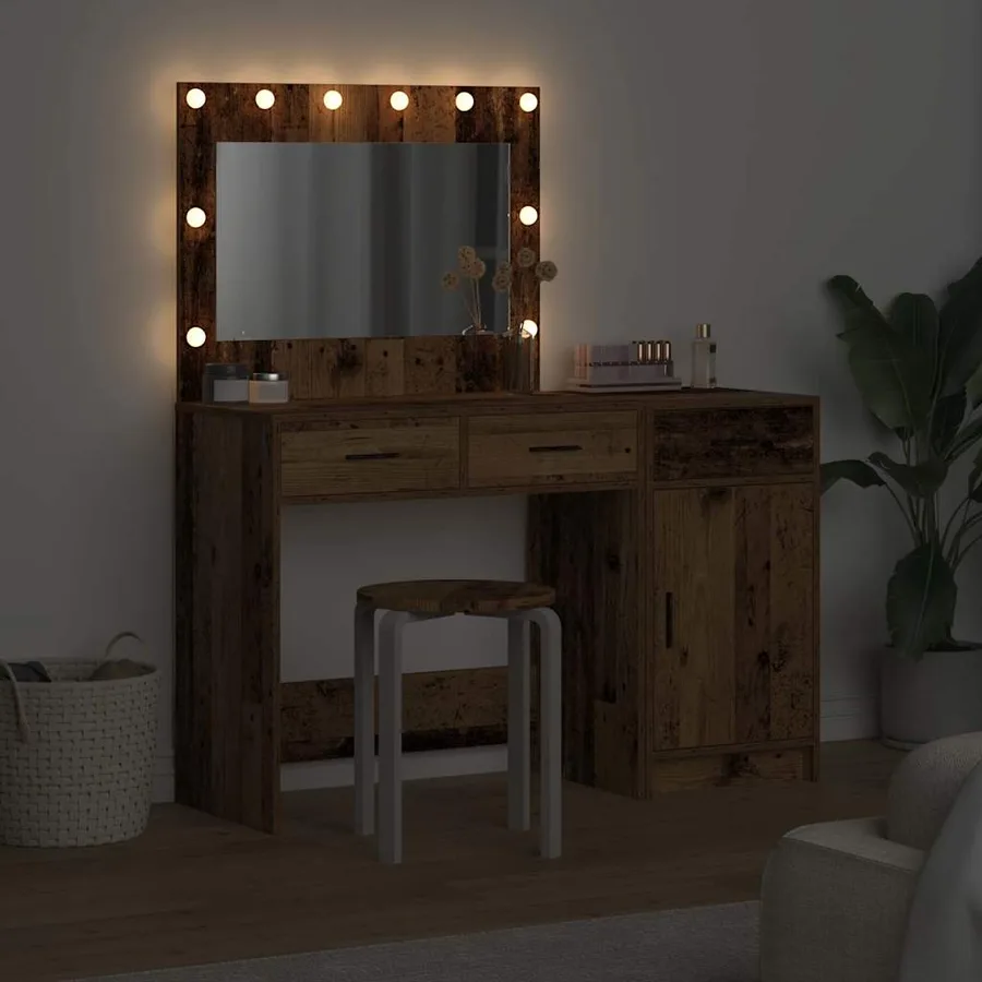 Table de Toilette avec tiroir 2 pcs Marron Bois d'ingénierie - 4