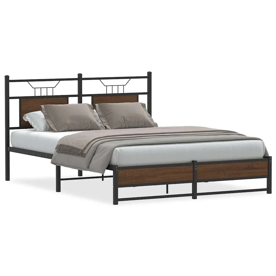 Cadre de lit sans matelas chêne marron 150x200 cm - 2
