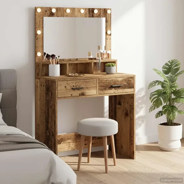 Table de Toilette avec tiroir Bois ancien 79 x 41 x 135 cm