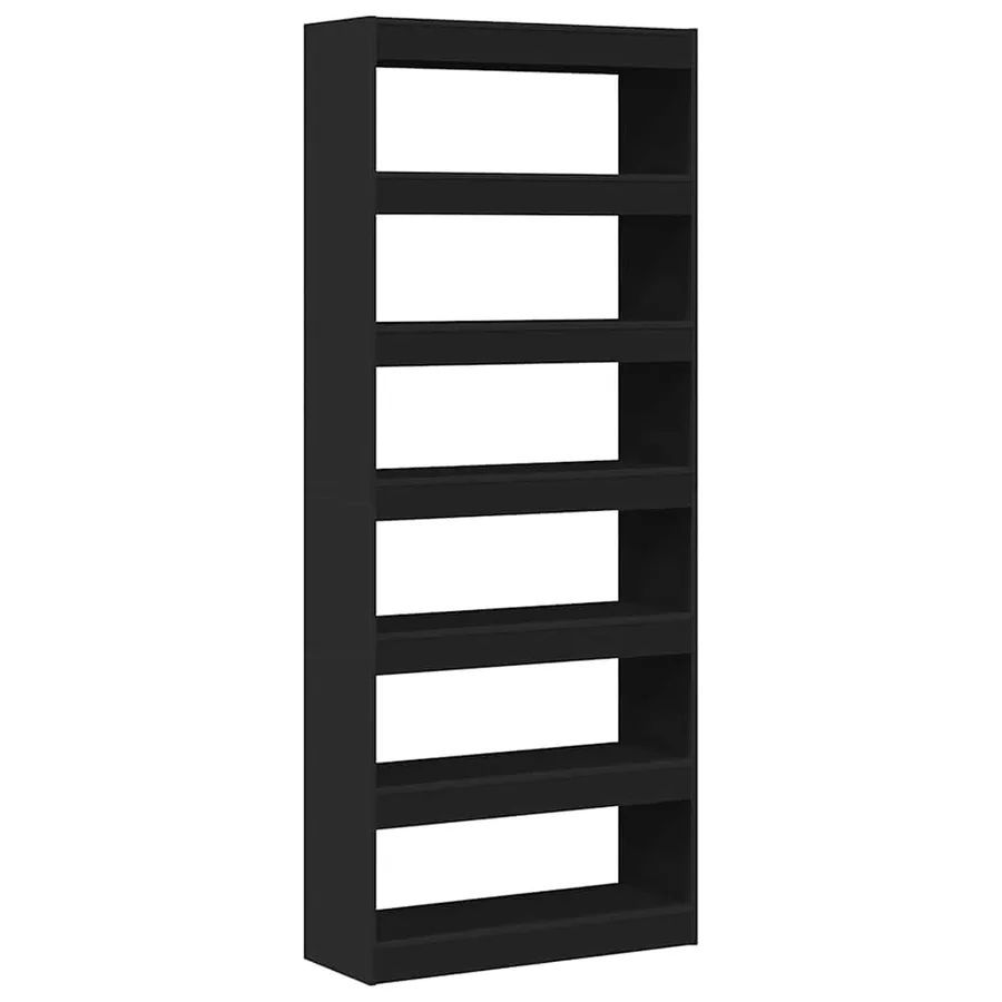 Bibliothèque Noir 80 x 30 x 198 cm Bois d'ingénierie - 7