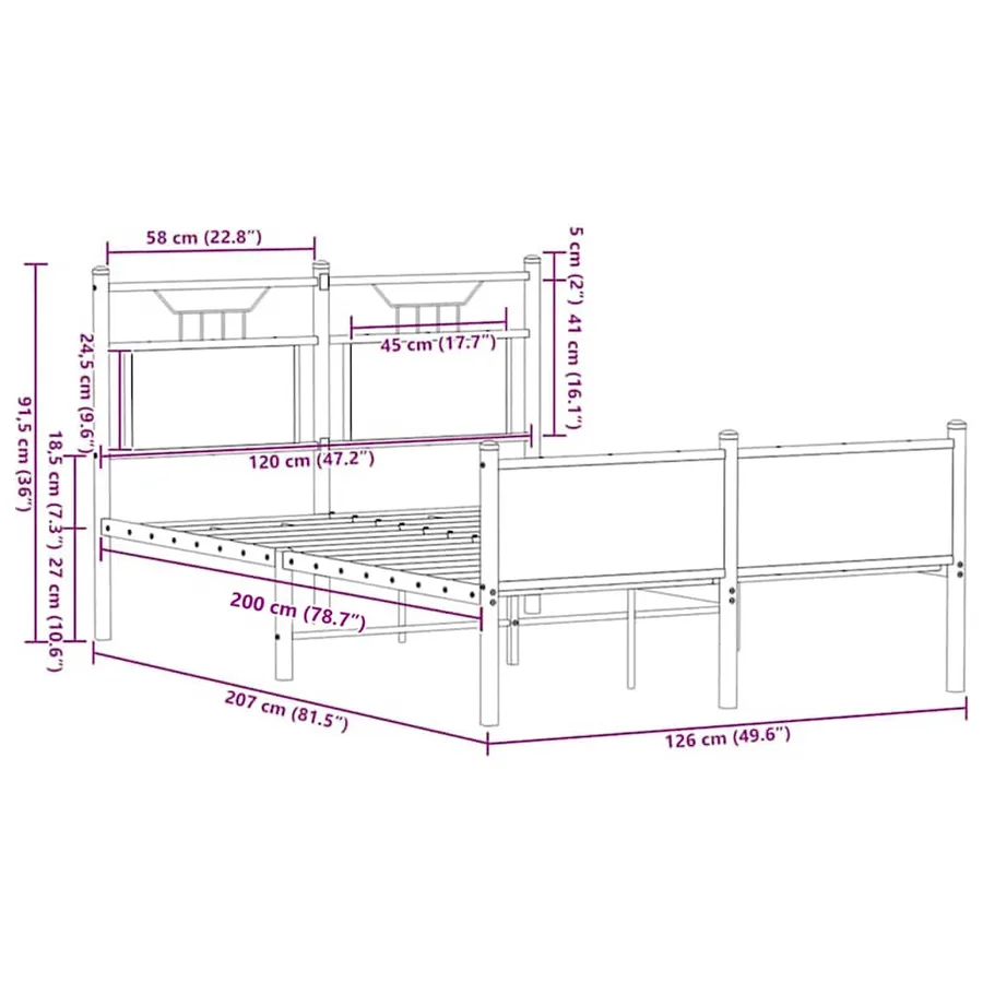 Cadre de lit sans matelas chêne marron 120x200 cm - 11