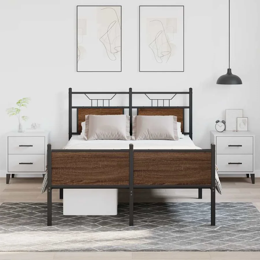 Cadre de lit sans matelas chêne marron 120x200 cm - 4