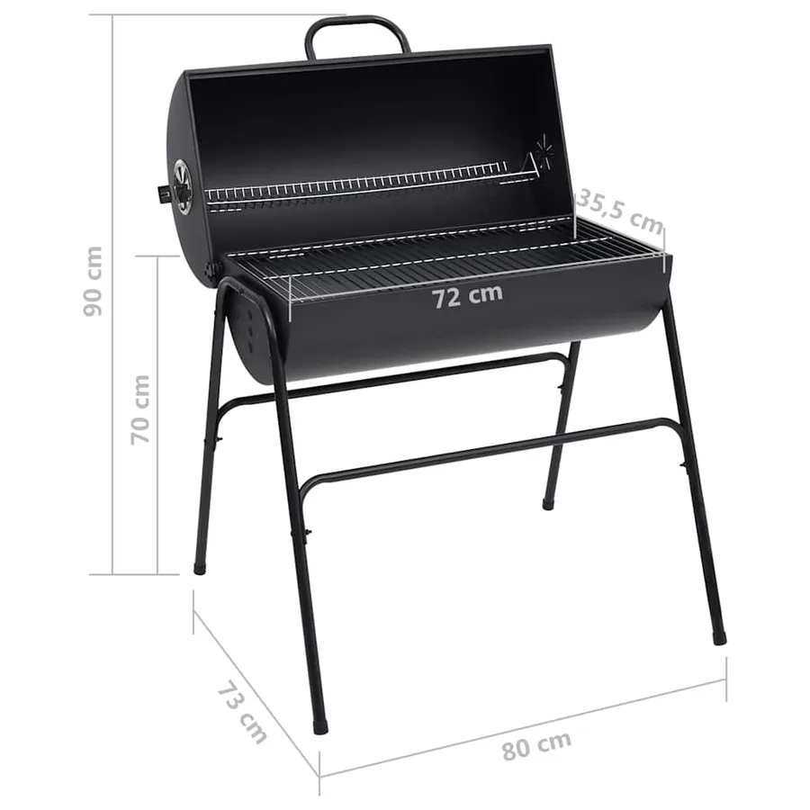 Gril à baril avec 2 grilles de cuisson Noir 80x95x90 cm Acier - 8