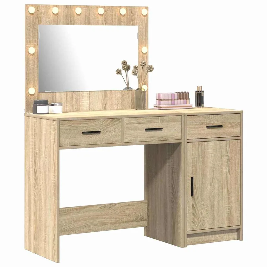 Table de Toilette avec tiroir 2 pcs Marron Bois d'ingénierie - 3