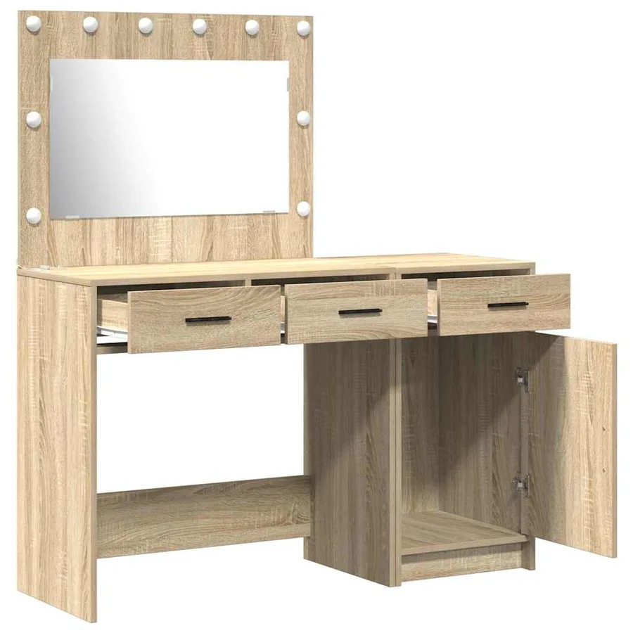 Table de Toilette avec tiroir 2 pcs Marron Bois d'ingénierie - 6
