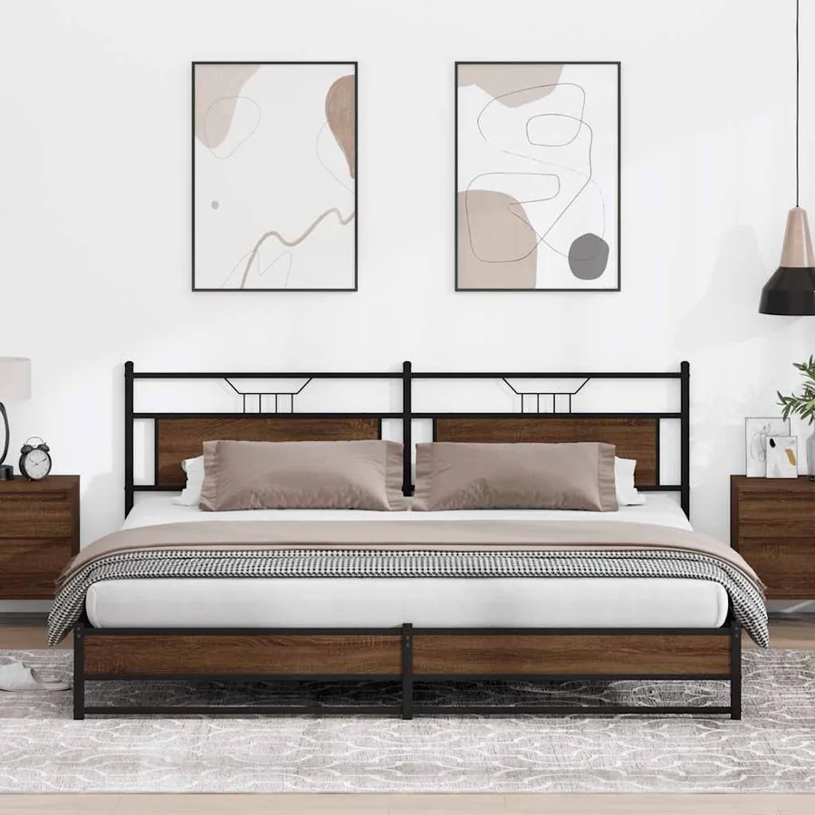 Cadre de lit en métal sans matelas chêne marron 200x200 cm